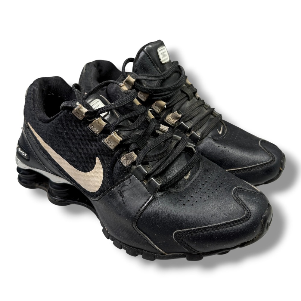 Nike Shox NZ Black Metallic Silver Running Shoes 844131-010 Mens 6 Women 7.5